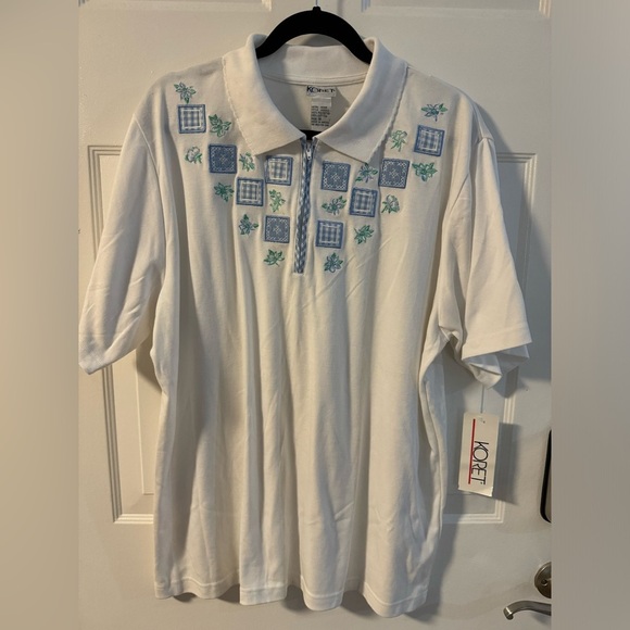 Koret Embroidered 1/4 Zip Up Collared Grannycore Shirt 1X Cottagecore Comfy NWT - Picture 1 of 11